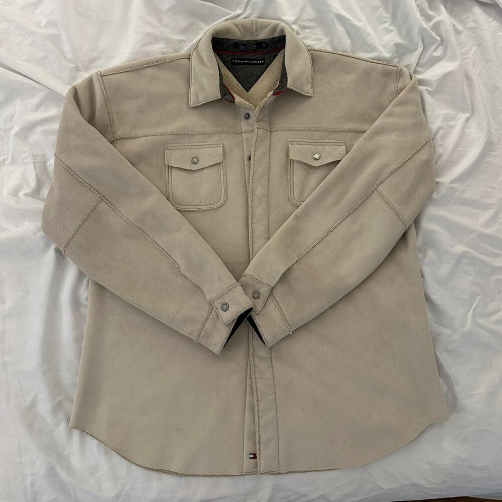 Tommy Hilfiger XL Men’s Eggshell Faux Suede Sherpa Shirt Jacket